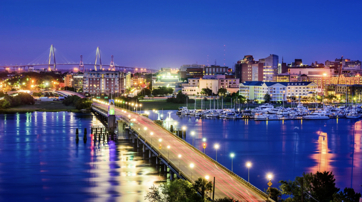 photo of Charleston at night